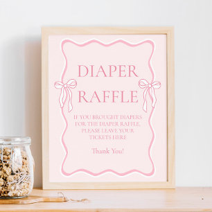 Pink Bow Baby Duschkabine Windeln Raffle Game Poster