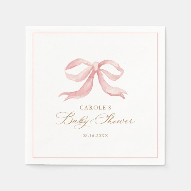 Pink Bow Baby Girl Babydusche Serviette (Vorderseite)