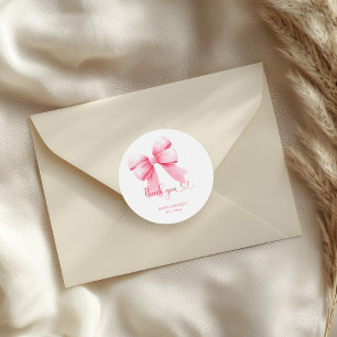 Pink Bow Baby Girl Dusche Runder Aufkleber