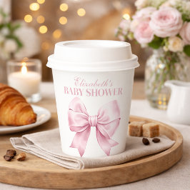 Pink Bow Baby Girl Elegant Baby Shower Paper Cups Pappbecher
