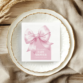 Pink Bow Baby Girl Elegant Baby Shower Serviette