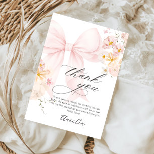 Pink Bow Baby in Bloom Baby Dusche Danke Karte