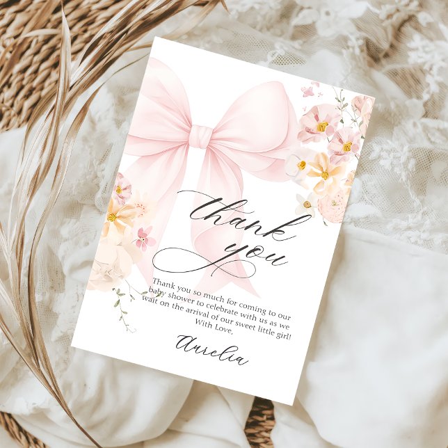 Pink Bow Baby in Bloom Baby Dusche Danke Karte (Von Creator hochgeladen)