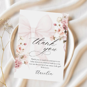 Pink Bow Baby in Bloom Baby Dusche Danke Karte