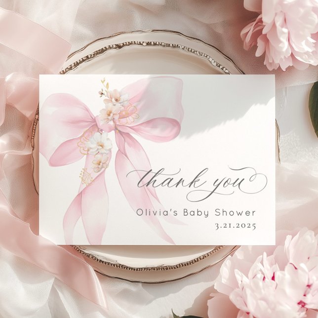 Pink Bow Baby in Bloom Baby Dusche Danke Karte (Von Creator hochgeladen)