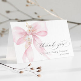 Pink Bow Baby in Bloom Baby Dusche Danke Karte