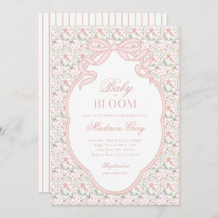 Pink Bow Baby in Bloom Baby Dusche Einladung