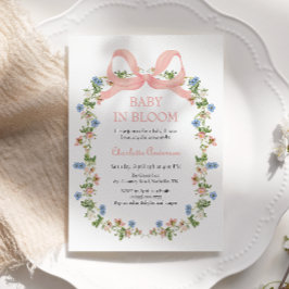 Pink Bow Baby in Bloom Baby Dusche Einladung