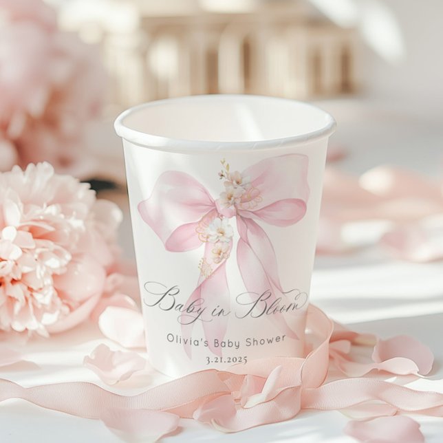 Pink Bow Baby in Bloom Baby Dusche Pappbecher (Von Creator hochgeladen)