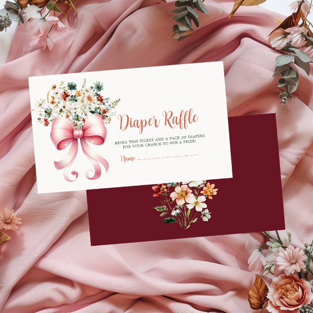 Pink Bow Baby in Bloom Windel-Raffa-Ticket Begleitkarte (Von Creator hochgeladen)