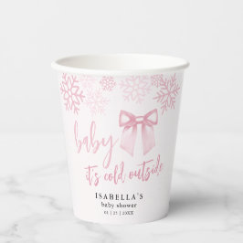 Pink Bow Baby Its Cold Outside Baby Shower Pappbecher