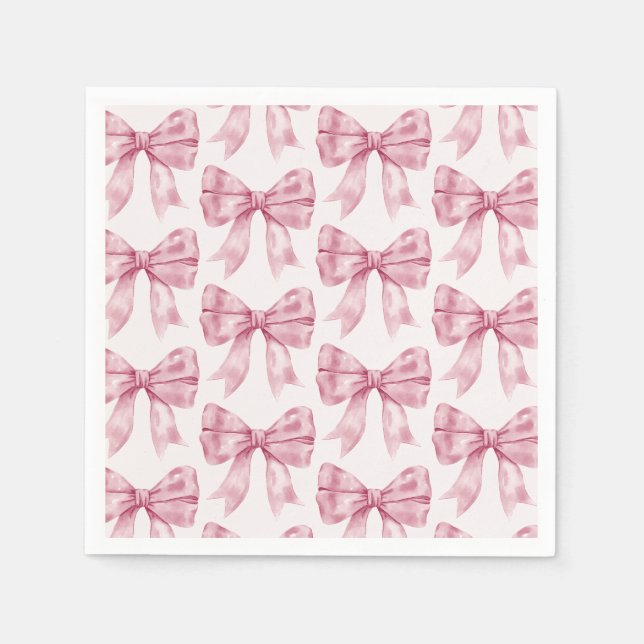Pink Bow Baby oder Brautparty, Geburtstagsparty Serviette (Vorderseite)