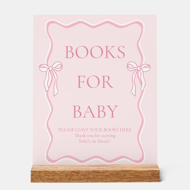 Pink Bow Baby Showbücher für Baby Acrylschild (Von Creator hochgeladen)