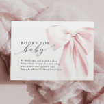 Pink Bow Baby Showbücher für Baby Begleitkarte<br><div class="desc">Mit dieser Blush Pink Bow Baby Shower Books für die Baby Enclosure Card (3, 5 x 5 Zoll) laden wir Sie ein, sich an der Bibliothek Ihres Babys zu beteiligen. Die Karte mit einem zarten, rosafarbenen Bug und elegantem Drehbuch ist eine süße und charmante Art, Bücher anstelle von Karten für...</div>