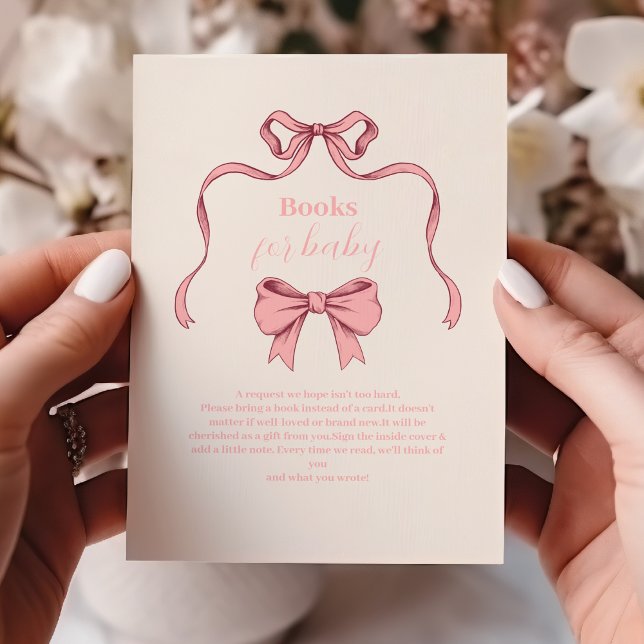 Pink Bow Baby Showbücher für Baby Begleitkarte (Von Creator hochgeladen)