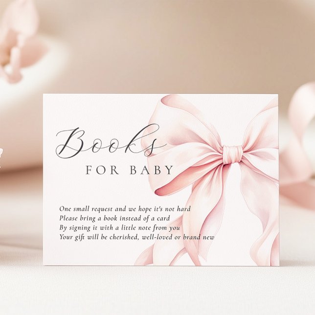 Pink Bow Baby Showbücher für die Babyverpackungska Begleitkarte (Von Creator hochgeladen)