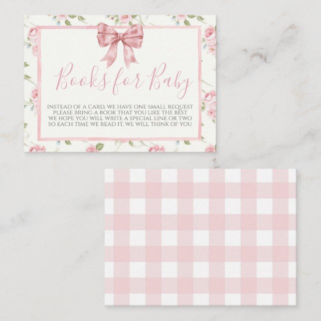 Pink Bow Baby Showcard Buchungsanfrage Begleitkarte (Vorne/Hinten)
