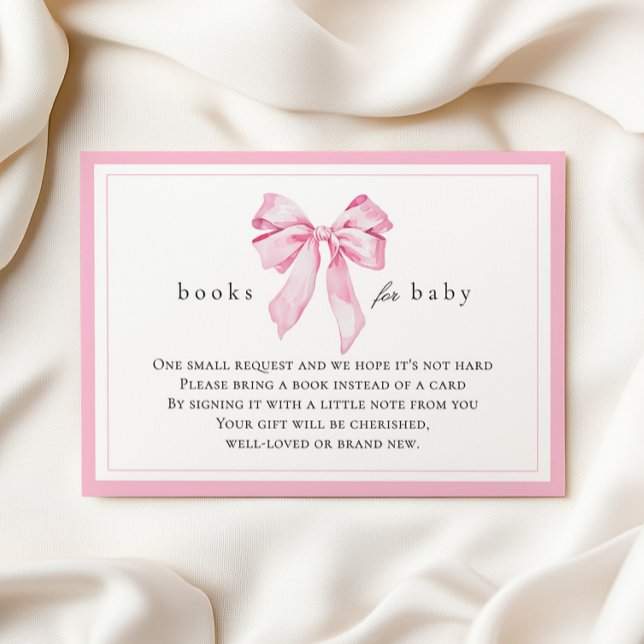 Pink Bow Baby Shower Books for Baby Begleitkarte (Von Creator hochgeladen)