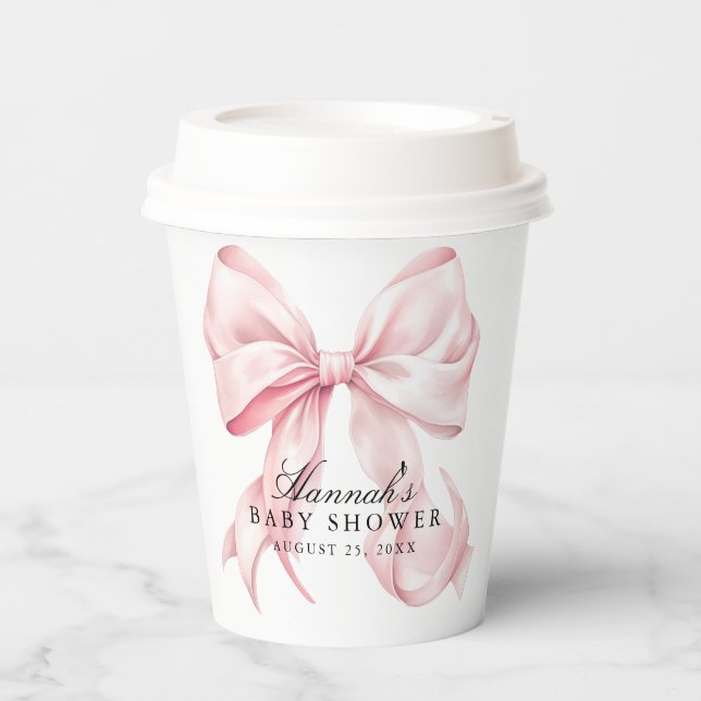 Pink Bow Baby Shower Coquette Bow Theme Pappbecher (Vorderseite)