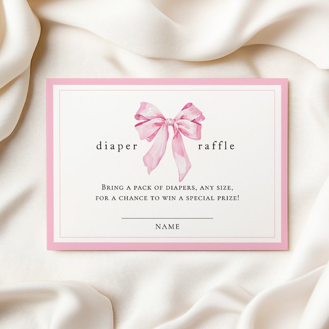 Pink Bow Baby Shower Diaper Raffle Begleitkarte (Von Creator hochgeladen)