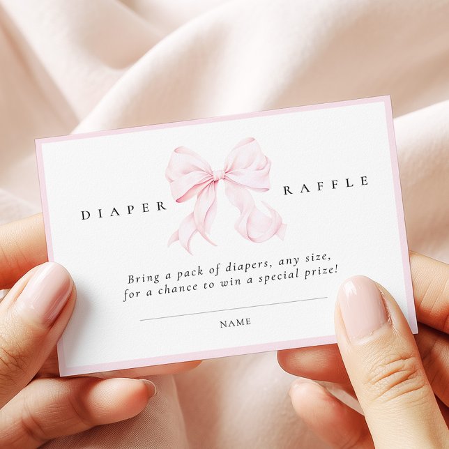 Pink Bow Baby Shower Diaper Raffle Card Begleitkarte (Von Creator hochgeladen)
