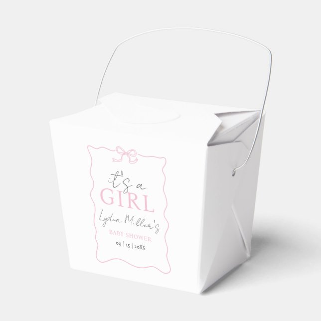 Pink Bow Baby Shower Einladung, Girl Baby Dusche Geschenkschachtel (Vorderseite)