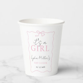 Pink Bow Baby Shower Einladung, Girl Baby Dusche Pappbecher