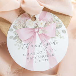 Pink Bow Baby Shower floral Thank you Geschenkanhänger
