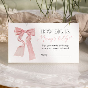 Pink Bow Baby Shower Game Wie groß ist Mama's Bauc Begleitkarte