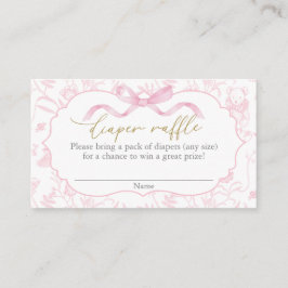 Pink Bow Baby Shower Girl Diaper Raffle Begleitkarte