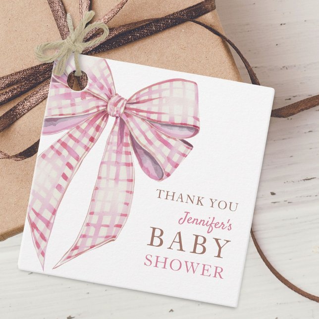 Pink Bow Baby Shower Girl Geschenkanhänger (Von Creator hochgeladen)