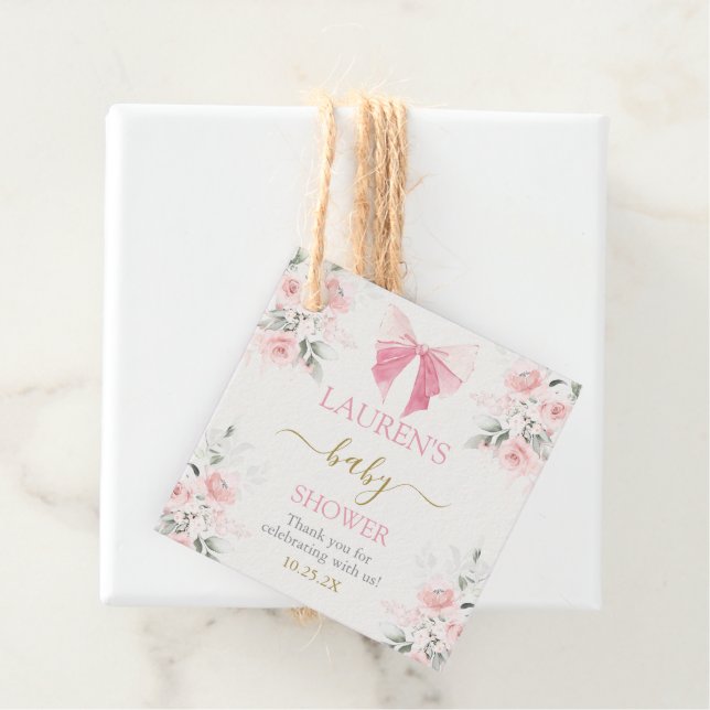 Pink Bow Baby Shower Girl Geschenkanhänger (Beispiel)