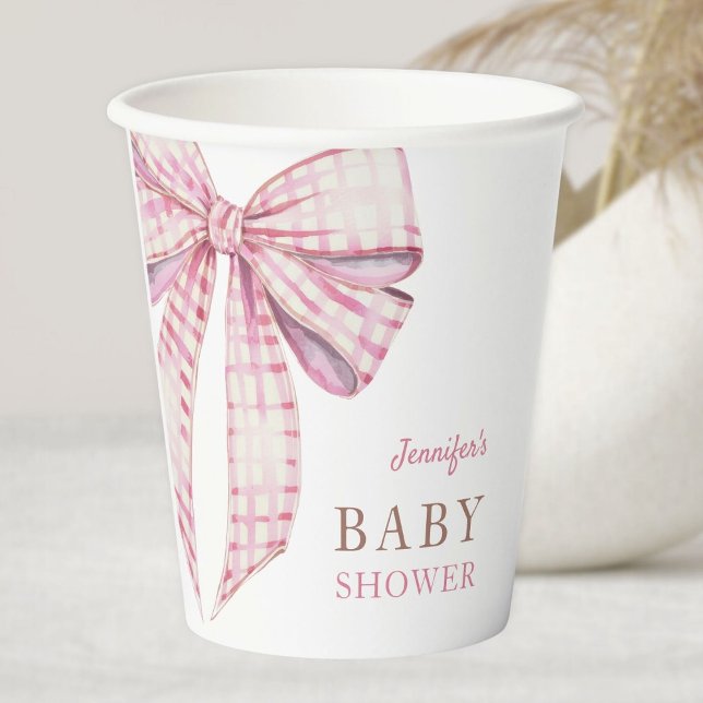 Pink Bow Baby Shower Girl Pappbecher (Von Creator hochgeladen)