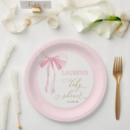 Pink Bow Baby Shower Girl Pappteller