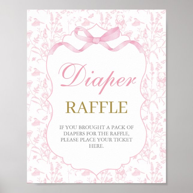 Pink Bow Baby Shower Girl Poster (Vorne)