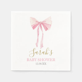 Pink Bow Baby Shower Girl Serviette
