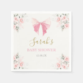 Pink Bow Baby Shower Girl Serviette