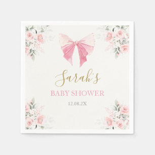 Pink Bow Baby Shower Girl Serviette