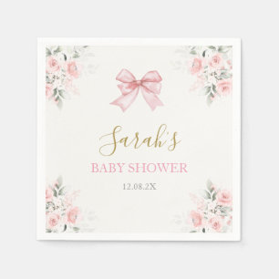 Pink Bow Baby Shower Girl Serviette