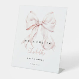Pink Bow Baby Shower Pedestal Begrüßungszeichen Sockelschild