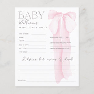 Pink Bow Baby Shower PREDICTIONS & ADVICE Game