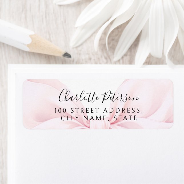 Pink Bow Baby Shower Return Address Label (Insitu)