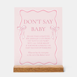 Pink Bow Baby Shower Say Baby Game nicht Acrylschild