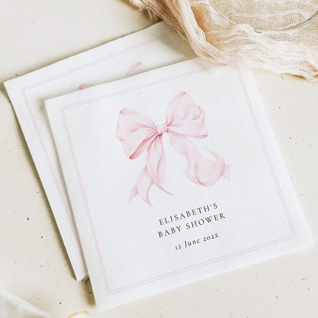 Pink Bow Baby Shower  Serviette (Von Creator hochgeladen)