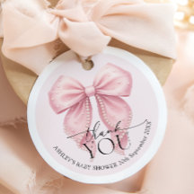 Pink Bow Baby Shower Thank You  Favor Tags