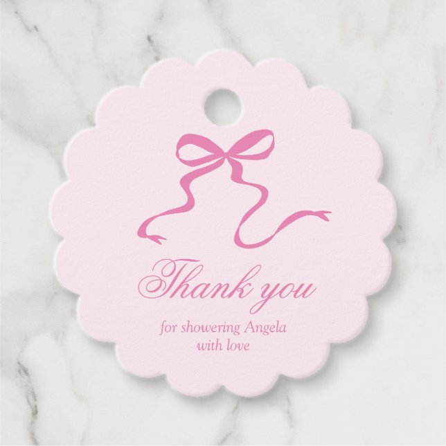 Pink Bow Baby Showmarke Geschenkanhänger (Vorderseite)