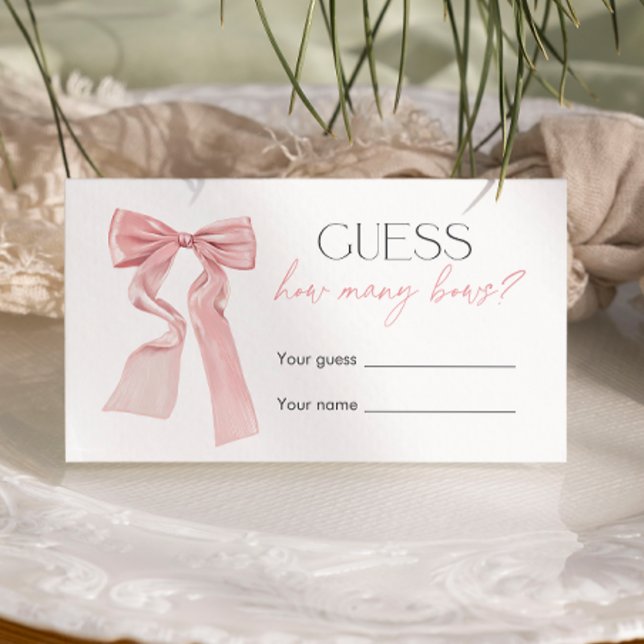 Pink Bow Baby Showspiel schätzt wie viele Bows Begleitkarte (Von Creator hochgeladen)