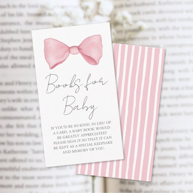 Pink Bow Babyduschbücher für die Babyverpackungska Begleitkarte (Pink Bow Baby Shower Books For Baby Enclosure Card)