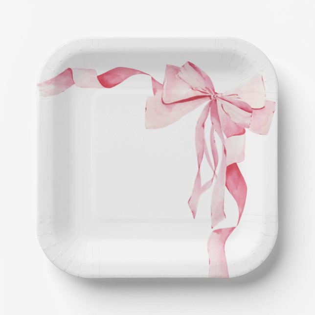 Pink Bow Babydusche, Babydusche, ein Mädchen, Pappteller (Vorderseite)