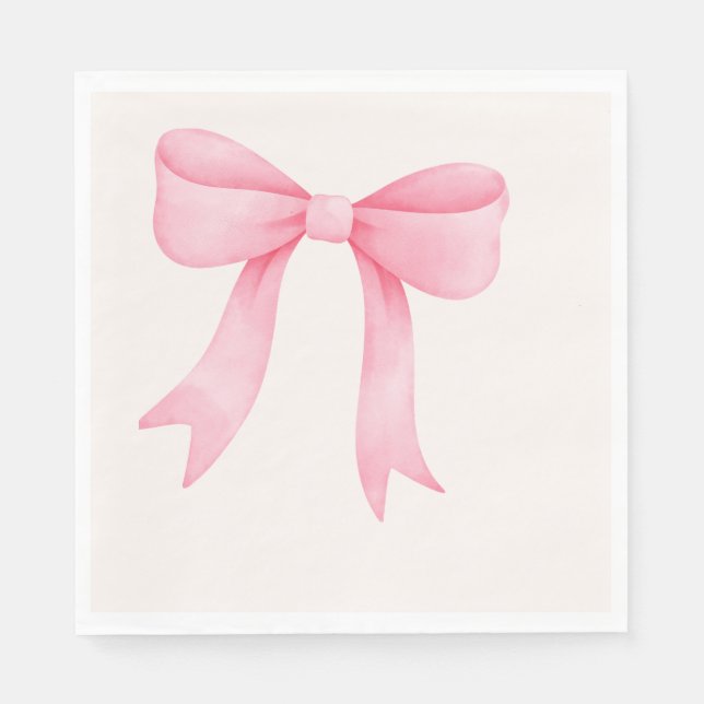 Pink Bow Babydusche - Elegantes Fall Paper Napkin Serviette (Vorderseite)